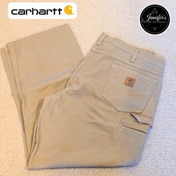 Carhartt Men's Gold Khaki Loose Fit Canvas Carpenter Jeans Size 40 x 30 - Picture 1 of 9